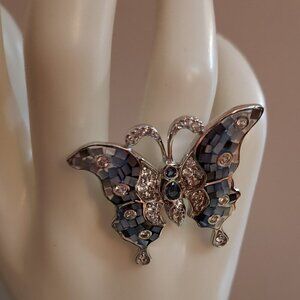 JTV Mosaic Mother of Pearl Topaz Zircon 925 Silver Ring